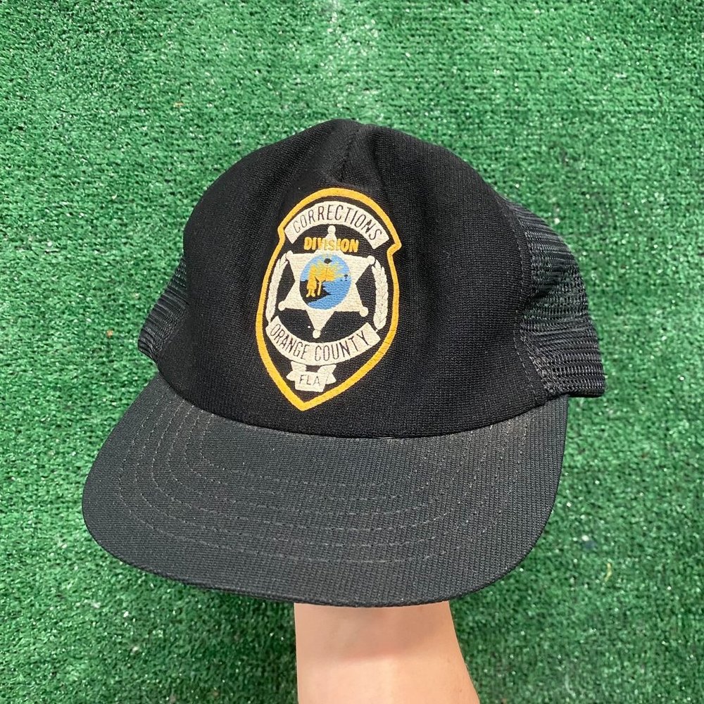 Vintage 90s Orange Co. Corrections Police Trucker Hat Cap